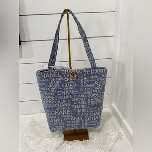 Chanel Beaute VIP BLUE Tote Bag with gold turn lock